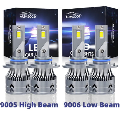 #ad Combo 4 9005 9006 LED Headlight Kit Bulbs High Low Beam White 80000LM Plugamp;Play $84.99