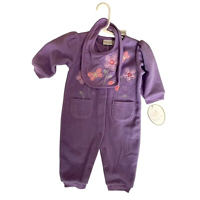 #ad First Moments New baby Girls Infant Size 3 6 months 2 Piece Set Purple Outfit Fl $6.92