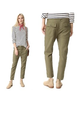#ad The Great The Slouch Army Crop Pants in Olive Green Size 24 Linen and cotton $43.00