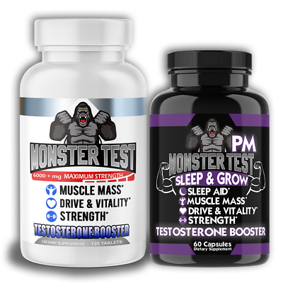 #ad Monster Test Testosterone Booster Testosterona Supplement for Men AM and PM 2 Pk $21.99