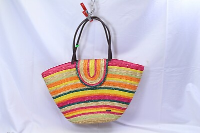 #ad Straw Shoulder Bag Beach Rainbow Sun N’ Sand Womens Tote Bag Mother Day $19.99