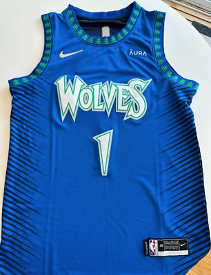 #ad Anthony Edwards Retro Vintage Timberwolves Jersey Blue Replica NEW $39.99