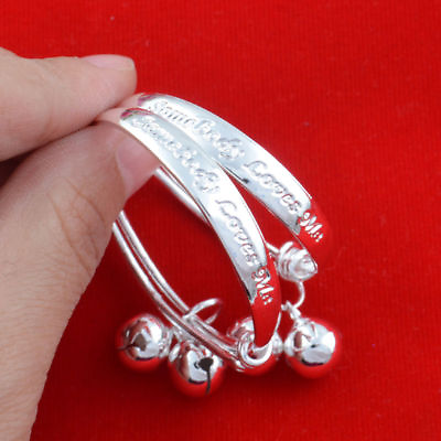 #ad Elegant 925 Sterling Silver 2quot; New Fashion Bracelet Bangle Newborn Baby 2 pcs $19.74