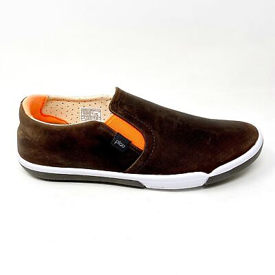 #ad Plae Marten Brown Orange Mens Slip On Leather Sneakers 554100 005 $71.95