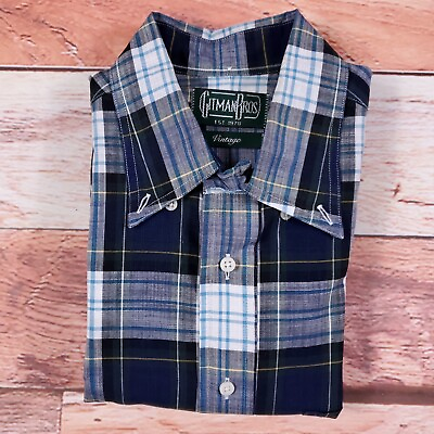 #ad GITMAN BROS Vintage Men#x27;s Button Down Shirt Plaid cotton Size M $119.48