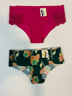 #ad Auden Women#x27;s Underwear Cheeky Lasert cut Pink Green Floral Size XS $8.78