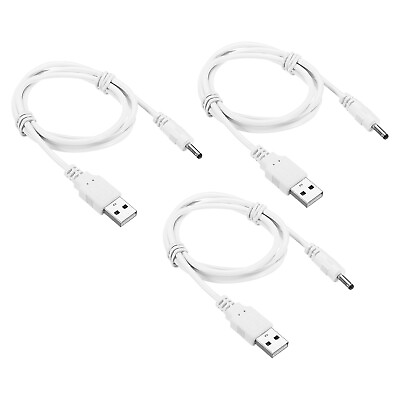 #ad 3Pcs USB Male to DC 3.5 x 1.35 mm Male Power Cord 100cm Charging Cable White AU $17.11