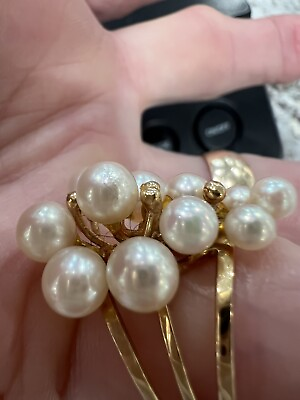 #ad yellow 14 k genuine pearl ring $800.00