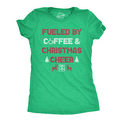 #ad Womens Fueled By Coffee And Christmas Cheer Funny Xmas Spirit Caffeine Lovers $7.70