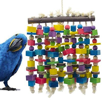 #ad Large Bird Parrot Chewing Toy Multicolored Natural Wooden Blocks Bird Parro... $40.04