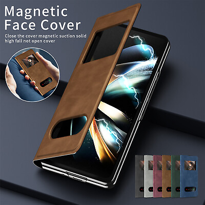 #ad Magnetic Flip Stand Leather Case For Samsung Galaxy Z Fold 5 4 3 2 Folding Cover $16.13