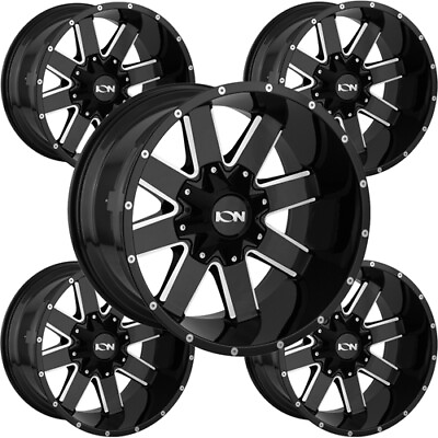 #ad Set of 5 Ion 141 20x12 5x5quot; 5x5.5quot; 19mm Black Milled Wheels Rims 20quot; Inch $1259.95
