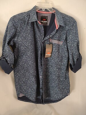 #ad Red Rhino Collection Button Up Shirt Men#x27;s L Long Sleeve Blue Floral Cotton $28.99
