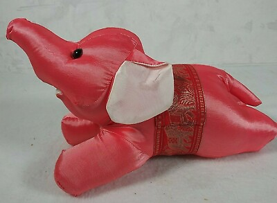 #ad Vintage Elephant Calf Plush Kids Soft Stuffed Animal Pink Red 11quot; Indian Style $32.00