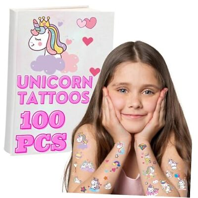 #ad Unicorn Tattoos for kids Skin SAFE Waterproof Body Stickers Set 100pack C 10 $10.60