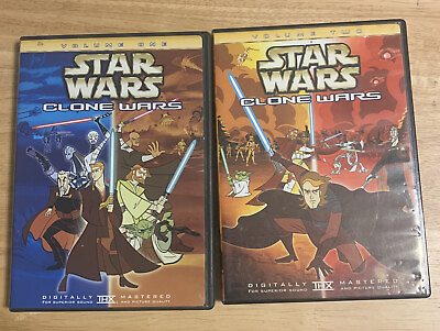 #ad Star Wars Clone Wars Volume 1 2 DVD Lot Set Vol RARE OOP ONE TWO Authentic $39.98