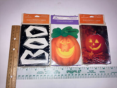 #ad Retro Vintage Hallmark Halloween Cards New In Package 24 Total Cards JOL BOO $8.99