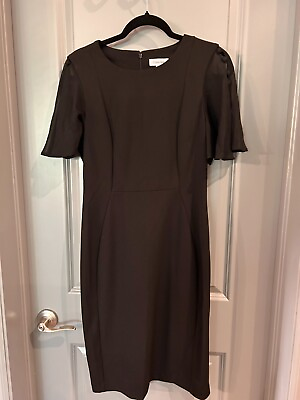 #ad Calvin Klein Women#x27;s Black Ruffle Flutter Sleeve Fitted Cocktail Dress Size 10 $24.99