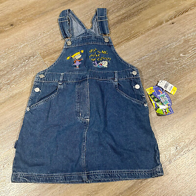 #ad #ad New Vintage Rugrats Denim Jumper Dress Pockets Nickelodeon Kids Size 12 with Tag $59.49