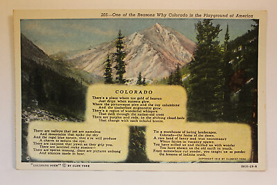 #ad Postcard One Of The Reasons Colorado Is Playground Of America CO Poem $1.95