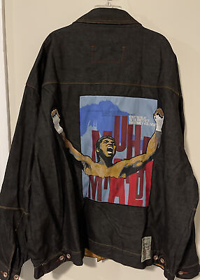 #ad FUBU Limited Ed. Muhammad Ali quot;I AM THE GREATEST ” Black 4x Denim Jacket M1051 $199.99
