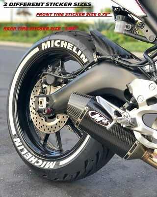 #ad Permanent Tire Lettering MICHELIN MOTORCYCLE Tyre Sticker FR0.75quot;and RE 1.00quot;SET $62.30