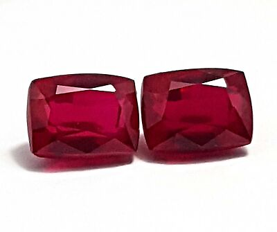 #ad Total 23.50 Ct 2 PCs Pair of Natural Red Ruby Loose Gemstone Cushion Cut Ring $63.68