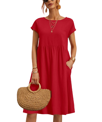 #ad La Mode Red Pocket Shift Dress Size XL $26.99