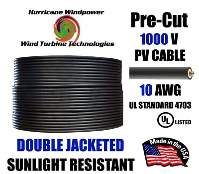 #ad 10 AWG Gauge PV Wire 1000V Double Jacket Pre Cut 5 300 foot Solar Installation $88.00