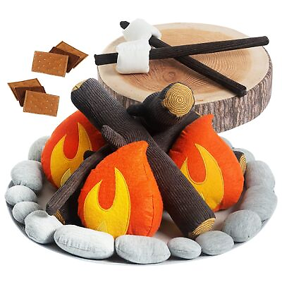 #ad Pretend Campfire Set for Kids with S#x27;Mores Kit amp; Wooden Log Pillow. Soft Saf... $103.16