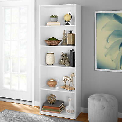 #ad Mainstays 5 Shelf Bookcase with Adjustable Shelves White $34.96