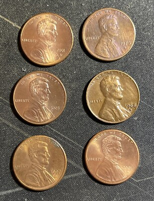 #ad Set 6x US Lincoln coin one cent GBP 1.99