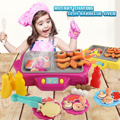 #ad 45pcs Pretend Play BBQ Grill Kids Dinner Playset Food Utensils Kids Barbecue Toy $29.99