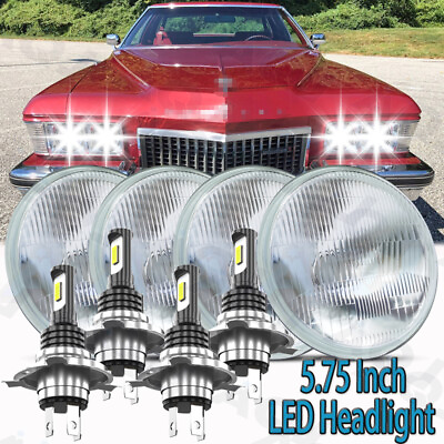 #ad For Buick Riviera 1963 74 4PCS 5 3 4quot; 5.75 inch Round LED Headlights High Low $119.99