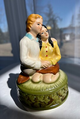 #ad Vintage #x27; Love Story #x27; Music Box Couple Hugging rotating figures Works $19.99