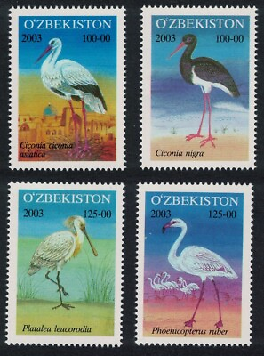 #ad Uzbekistan Flamingo Stork Pelican Wading Birds 4v 2003 MNH SG#447 450 GBP 3.80