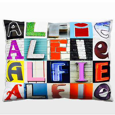 #ad Personalized Pillow featuring the name ALFIE in photos of sign letters $45.00
