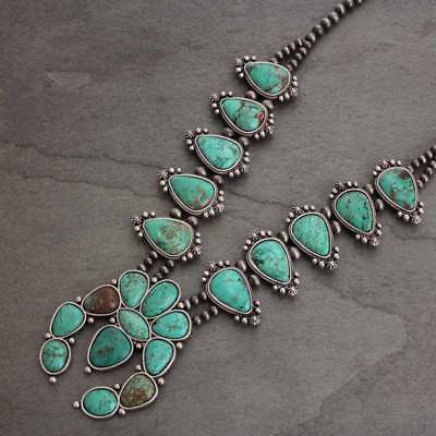 #ad *NWT* Full Squash Blossom Natural Turquoise Necklace 7317250089 $149.00
