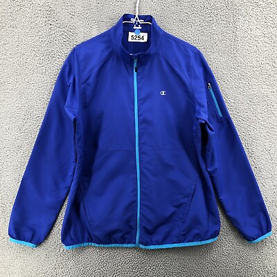 Champion Full Zip Windbreaker Jacket Women’s Size Large Blue 5254 $18.85