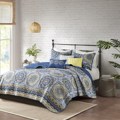 #ad Madison Park Tangiers 6 Piece Reversible Quilt Set with Throw Pillows $109.99