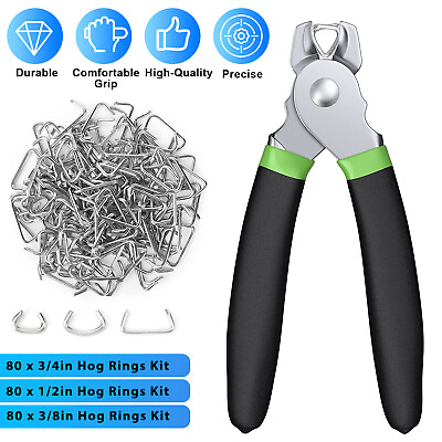 #ad Durable Hog Ring Pliers Kit With 240Pcs Rings Tool Set For Seat Cover Upholstery $17.48