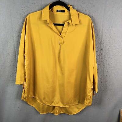 #ad LoveU.Dear Top Womens 3XL Plus Size Gold Popover Lightweight Office Casual $16.78