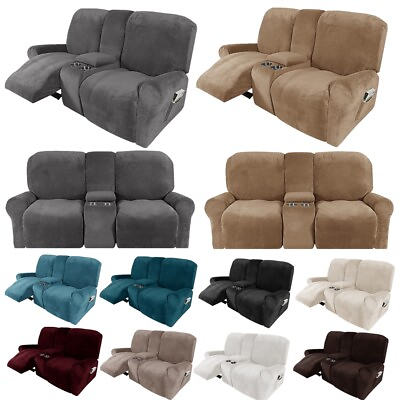 #ad Tiltable Loveseat 2 Seater Recliner Cover With Center Console Sliding Cover $55.99