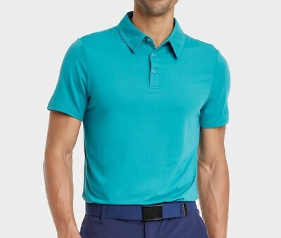 #ad All In Motion TEAL Jersey Athletic Polo Wicking stretch Polyester Spandex $13.42