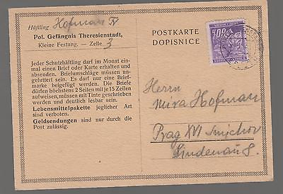 #ad 1942 Germany Theresienstadt Ghetto Fortress postcard Cover to Mira Hofman $125.00