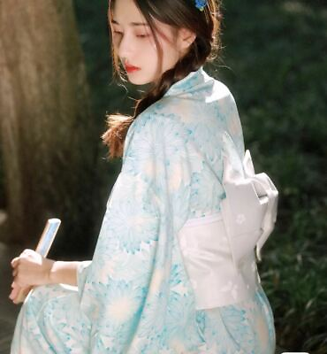 #ad Japanese Kimono Dress Blue Yae Sakura Anime Cosplay Kimono Outfits W Girdle New $76.49