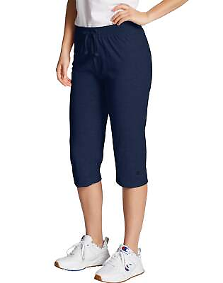 #ad Champion Women Jersey Capri Authentic Adjustable Waist Workout Pants Comfort NWT $22.50
