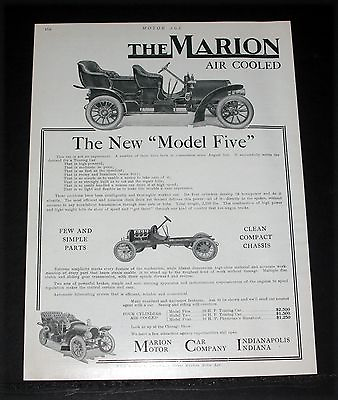 #ad 1906 OLD MAGAZINE PRINT AD NEW MARION quot;MODEL FIVEquot; AIR COOLED CAR COMPACT $14.99
