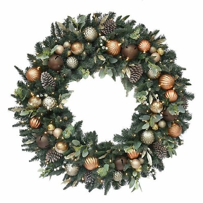 #ad 48quot; 121.9 cm Pre Lit Wreath with 140 Battery Operated LED Lights $179.95