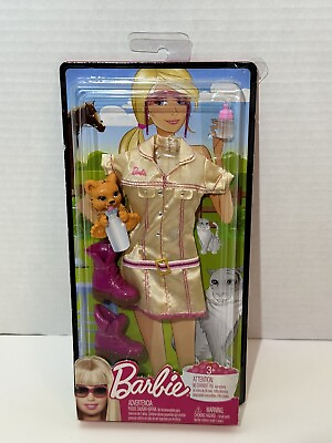 #ad Mattel Barbie Clothes Outfit I Can Be Pet Vet Gold Dress 2009 New in Pckage $13.50